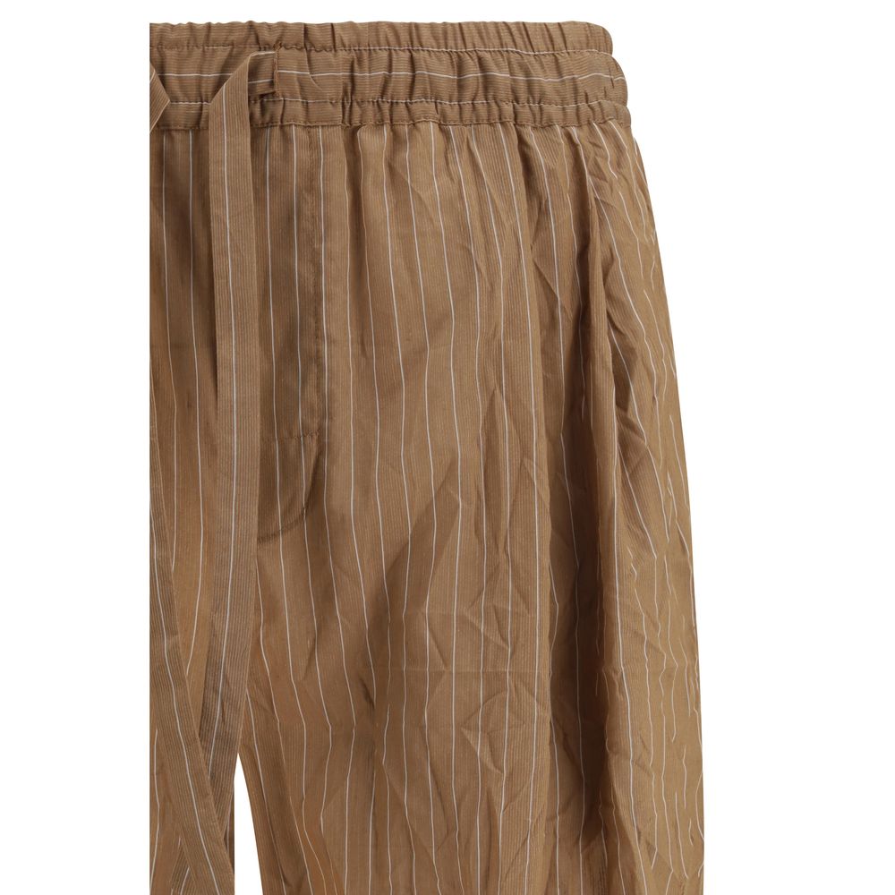 Dolce & Gabbana Brown Linen Casual Pants for Timeless Elegance