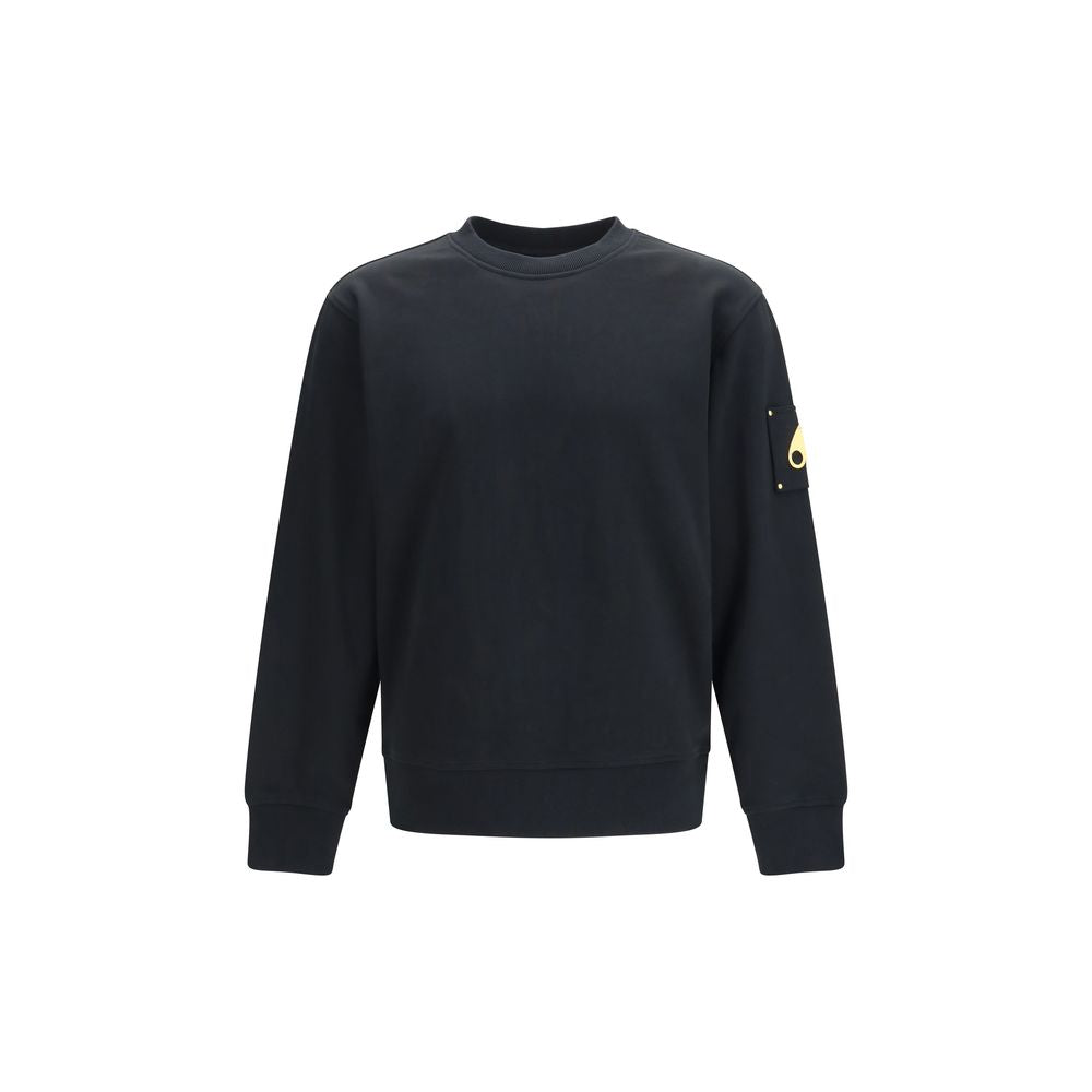 Elevate your style with the Moose Knuckles Black Cotton Sweatshirt from the Gold Moose Knuckles Series, crafted from luxurious French Terry for unparalleled comfort and sophistication.