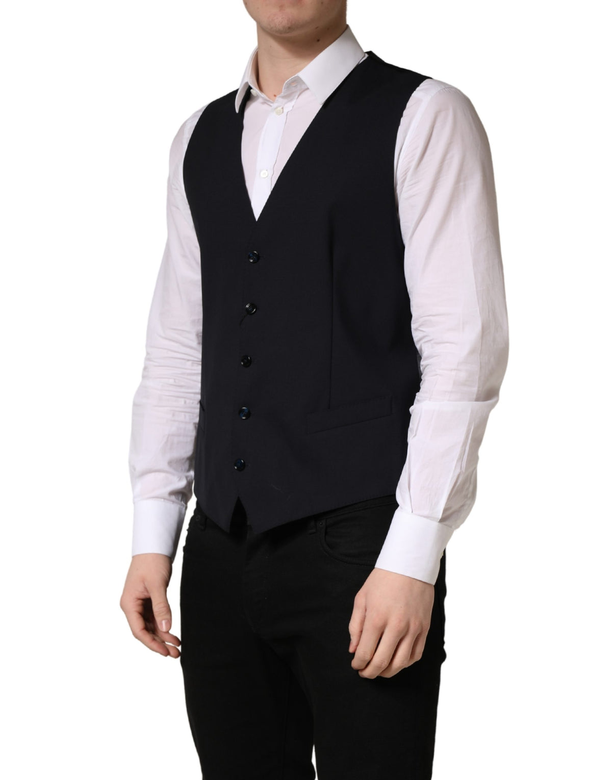 Discover the exquisite Dolce & Gabbana Black Wool Single Breasted Waistcoat Vest, a timeless masterpiece of Italian craftsmanship, perfect for elevating any sophisticated ensemble.