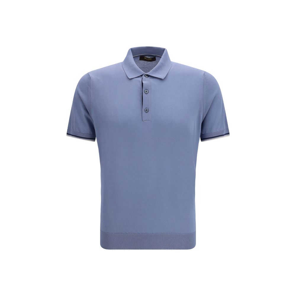 Discover the MooRER Blue Cotton Polo Shirt, a masterpiece of 100% cotton luxury, designed for those who embrace elegance and sophistication in every moment.