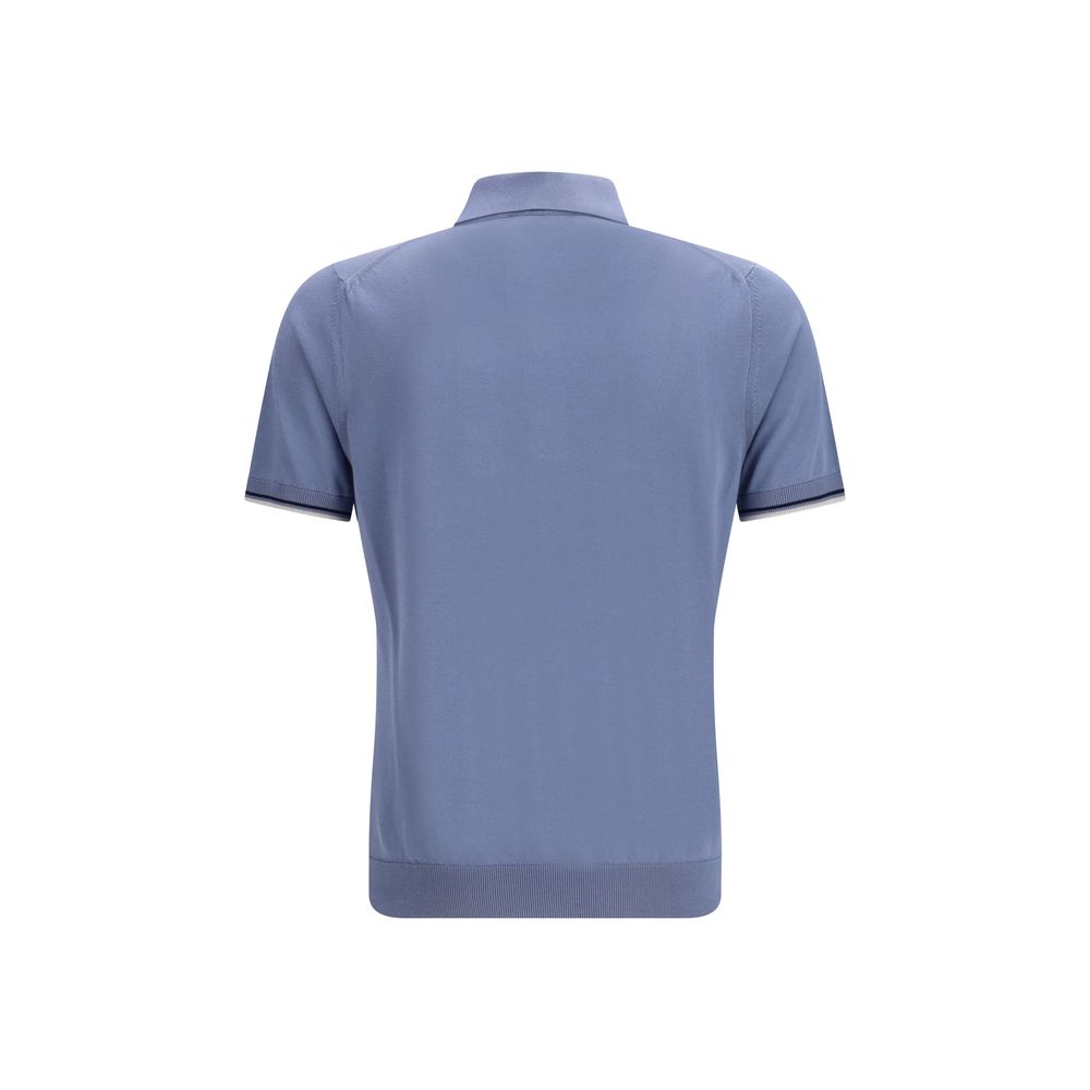 Discover the MooRER Blue Cotton Polo Shirt, a testament to luxury and sophistication in 100% cotton, perfect for the discerning individual seeking timeless elegance.
