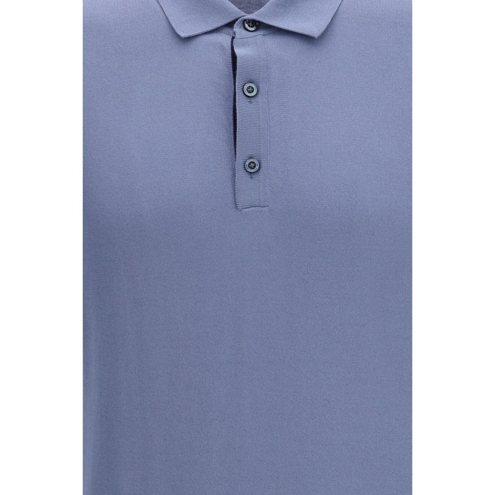 Indulge in the MooRER Blue Cotton Polo Shirt, a testament to luxury with its 100% cotton composition and refined design, perfect for the discerning individual.