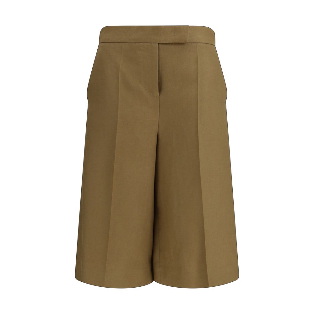 Elevate your summer elegance with Max Mara Bicolor Linen Bermuda Shorts, crafted from luxurious linen for a sophisticated, timeless look that embodies refined artistry.