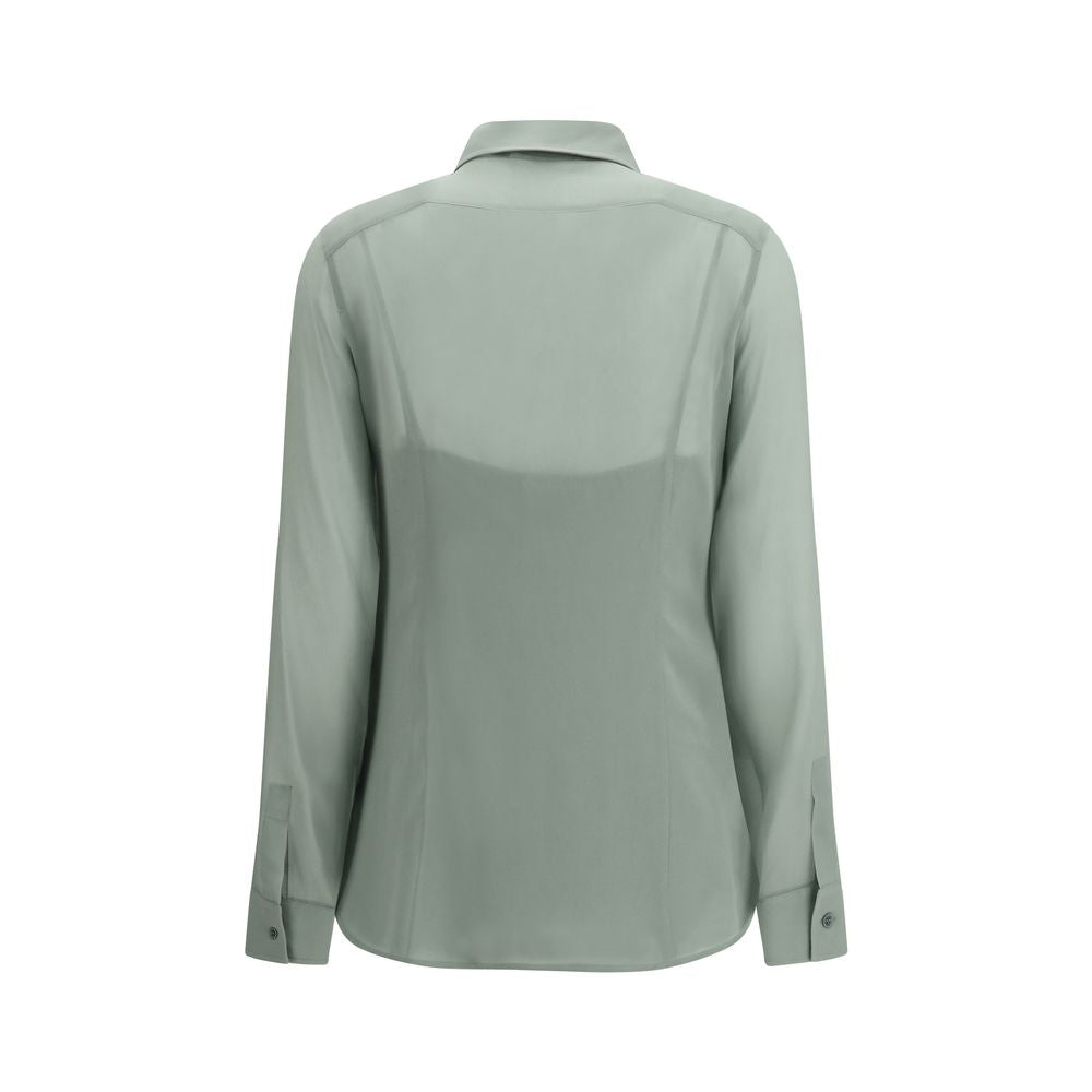 Elevate your style with the Max Mara Bicolor Silk Shirt, a luxurious blend of sheer silk and exquisite craftsmanship, perfect for any sophisticated occasion.