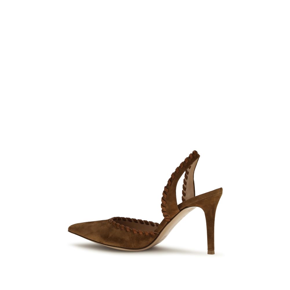Gianvito Rossi Brown Calf Leather Bos Taurus High Heel Pumps