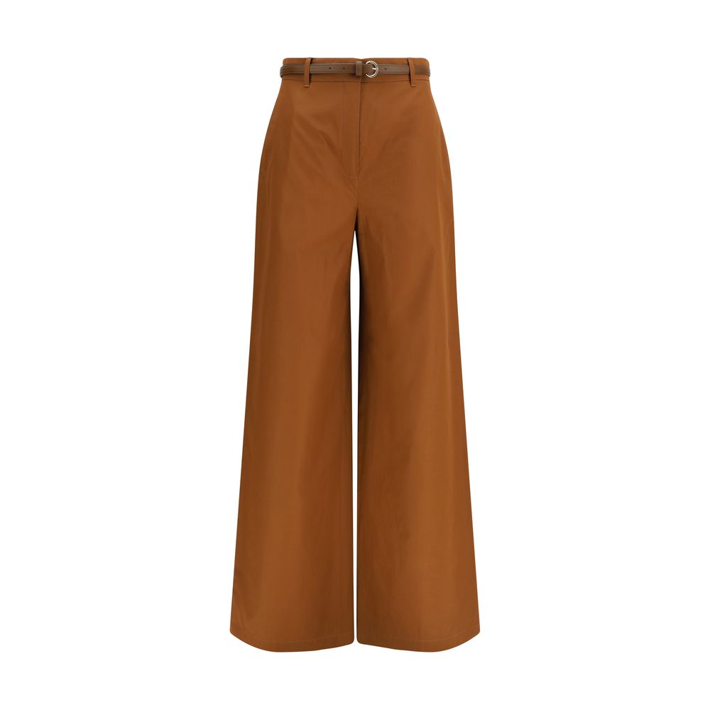 Max Mara Brown Cotton Pants - Timeless Elegance Redefined