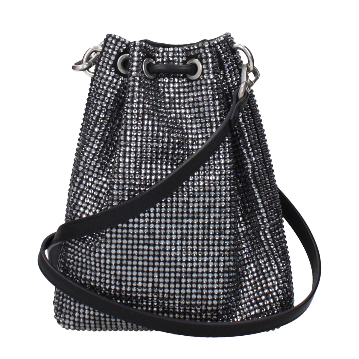 Elevate your elegance with the Jimmy Choo Black Satin Crossbody Bag, a luxurious blend of sophistication and allure, perfect for any refined occasion.