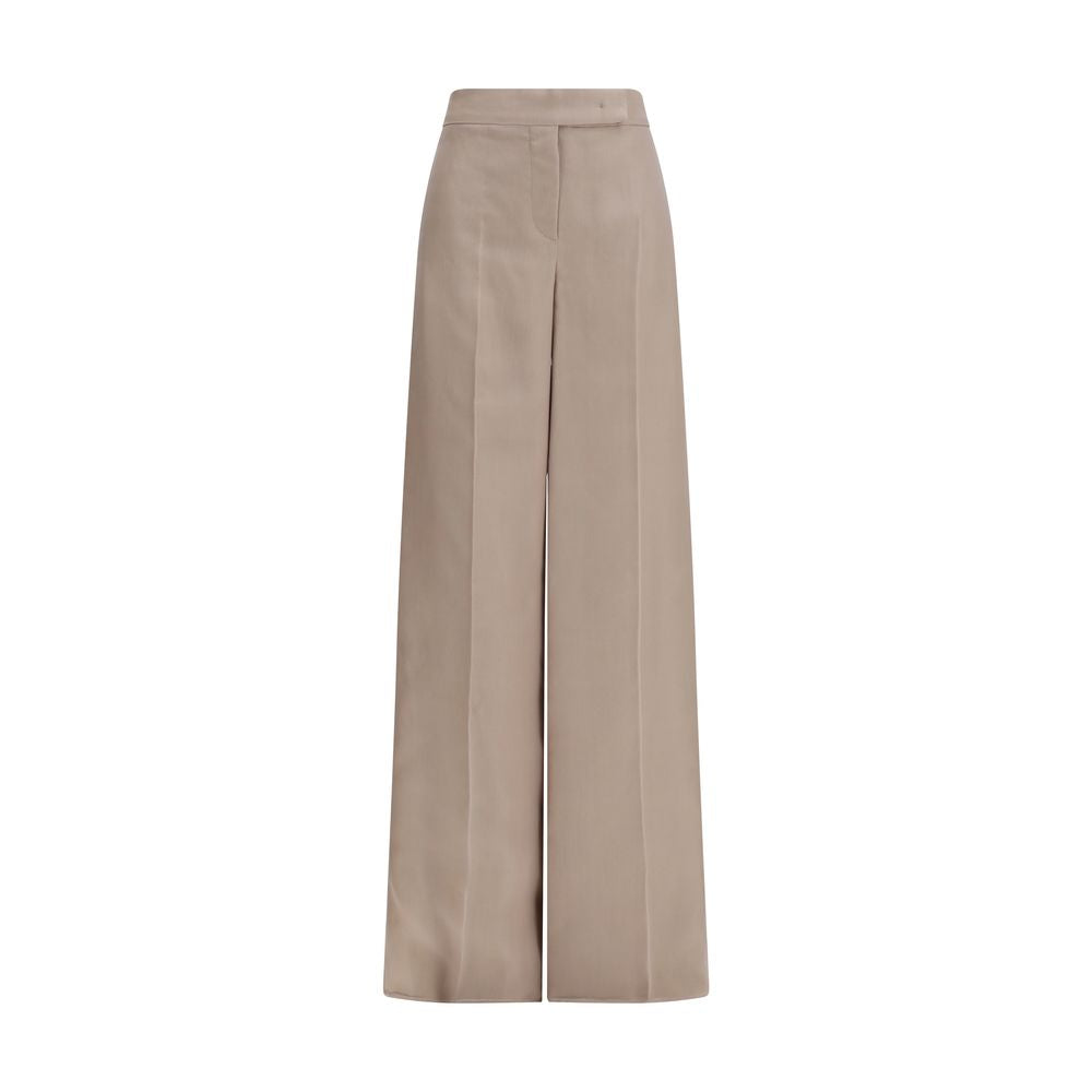 Experience the ethereal elegance of Max Mara's Beige Silk Casual Pants, crafted from 100% silk for a luxurious feel that transcends occasions.