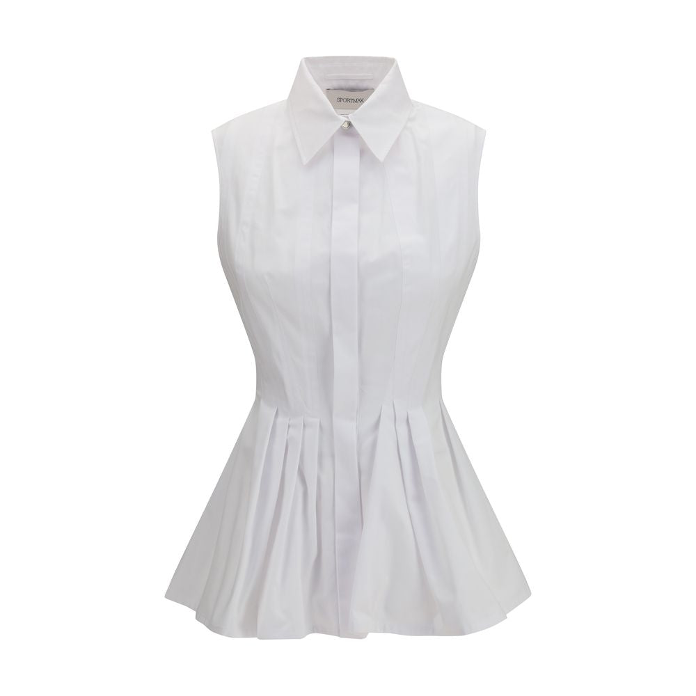 Elevate your wardrobe with the Max Mara White Cotton Shirt, a masterpiece of tailored elegance crafted from 100% cotton, embodying timeless sophistication for any occasion.