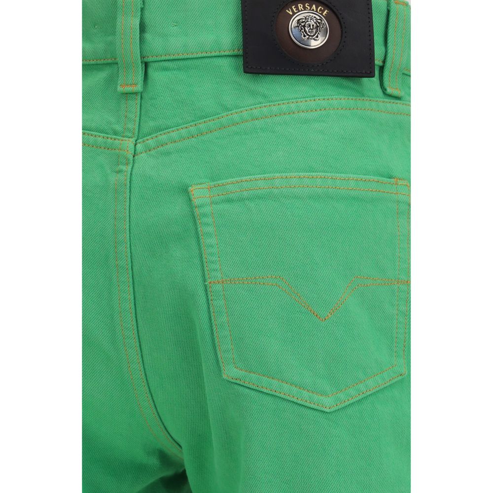 Versace Bicolor Cotton Cropped Jeans