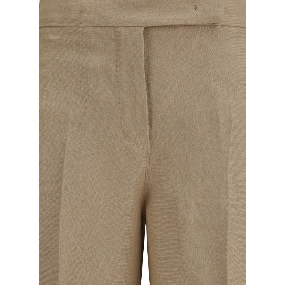 Max Mara Beige Linen Casual Pants - Timeless Elegance Redefined
