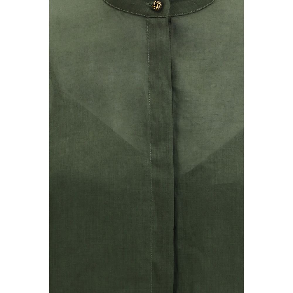 Elevate your wardrobe with the Max Mara Bicolor Ramie Dress Shirt from the SS26 collection, crafted from luxurious ramie canvas for timeless elegance and versatility.