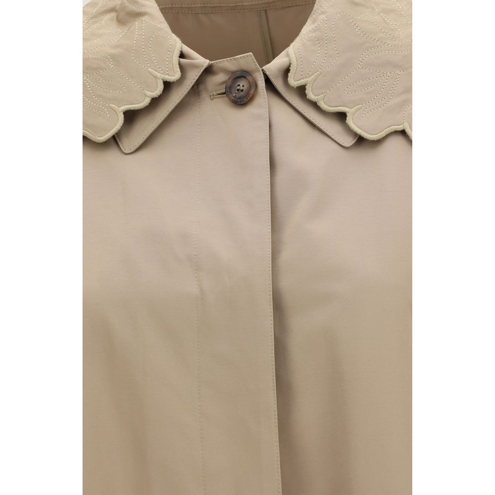 Fabiana Filippi Beige Polyester Coat - Timeless Italian Elegance