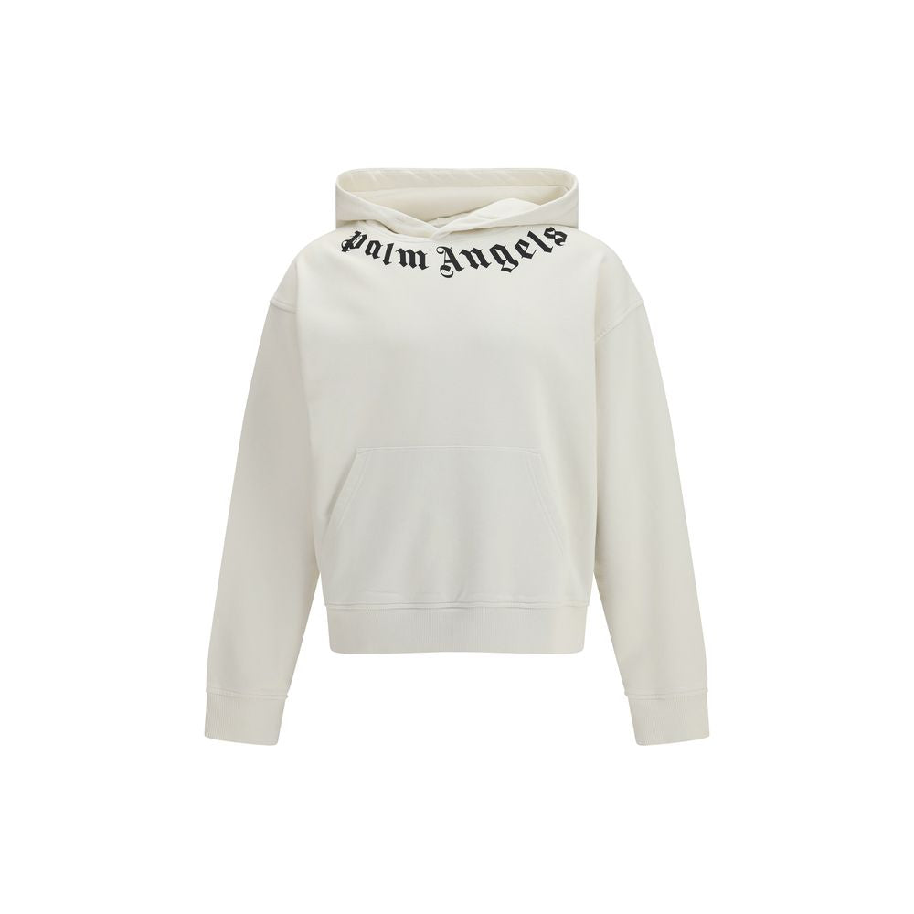 Palm Angels Neck Logo Hoodie - Luxe White Cotton Elegance