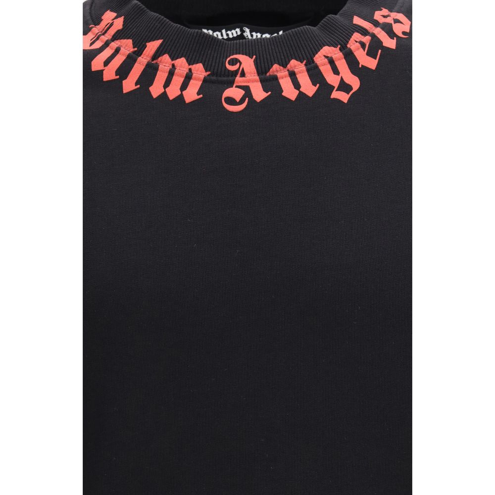 Palm Angels Neck Logo Sweatshirt - Luxurious Black Cotton Elegance