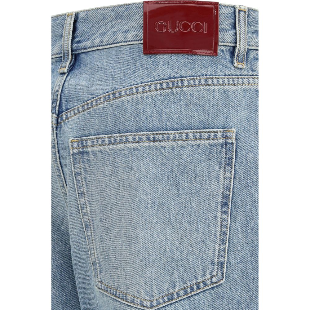 Indulge in the elegance of Gucci Blue Cotton Straight-Leg Jeans, crafted from luxurious certified cotton denim, embodying timeless sophistication for the discerning wardrobe.