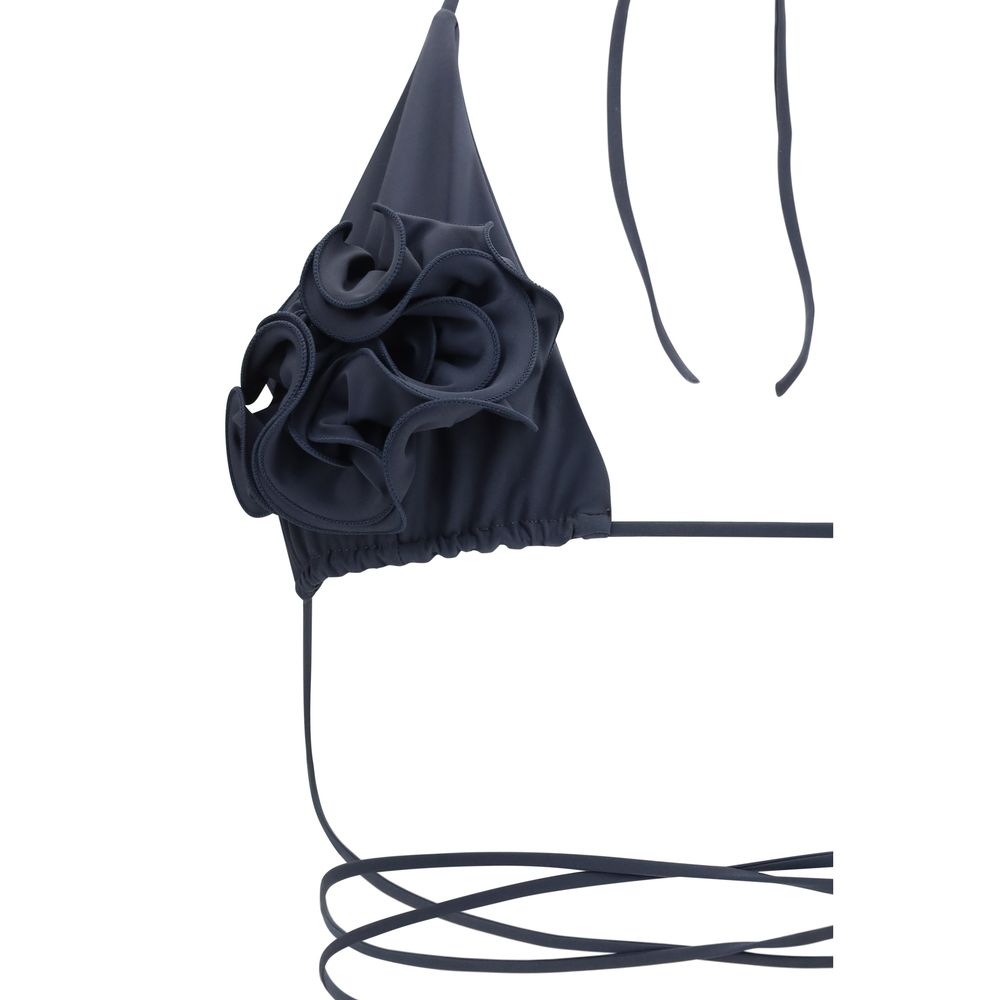 Indulge in the Magda Butrym Gray Polyamide Bikini, a luxurious blend of artistry and comfort, featuring exquisite 3D floral embellishments for the discerning modern connoisseur.