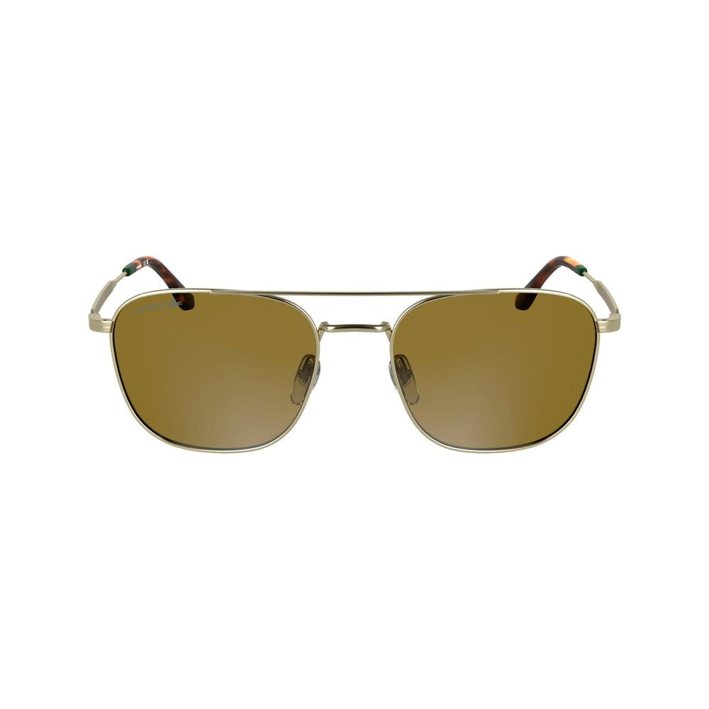 Experience the allure of Lacoste Gold Metal Sunglasses, where exquisite craftsmanship meets timeless elegance, offering 100% UV protection for the discerning individual.