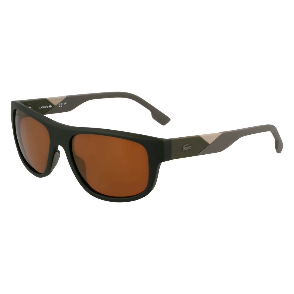 Indulge in the sophistication of Lacoste Brown Injected Sunglasses, where exquisite craftsmanship meets timeless elegance, offering 100% UV protection for the discerning individual.