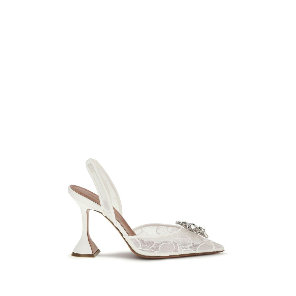 Amina Muaddi White Fabric High Heel Pumps - SS26 Collection