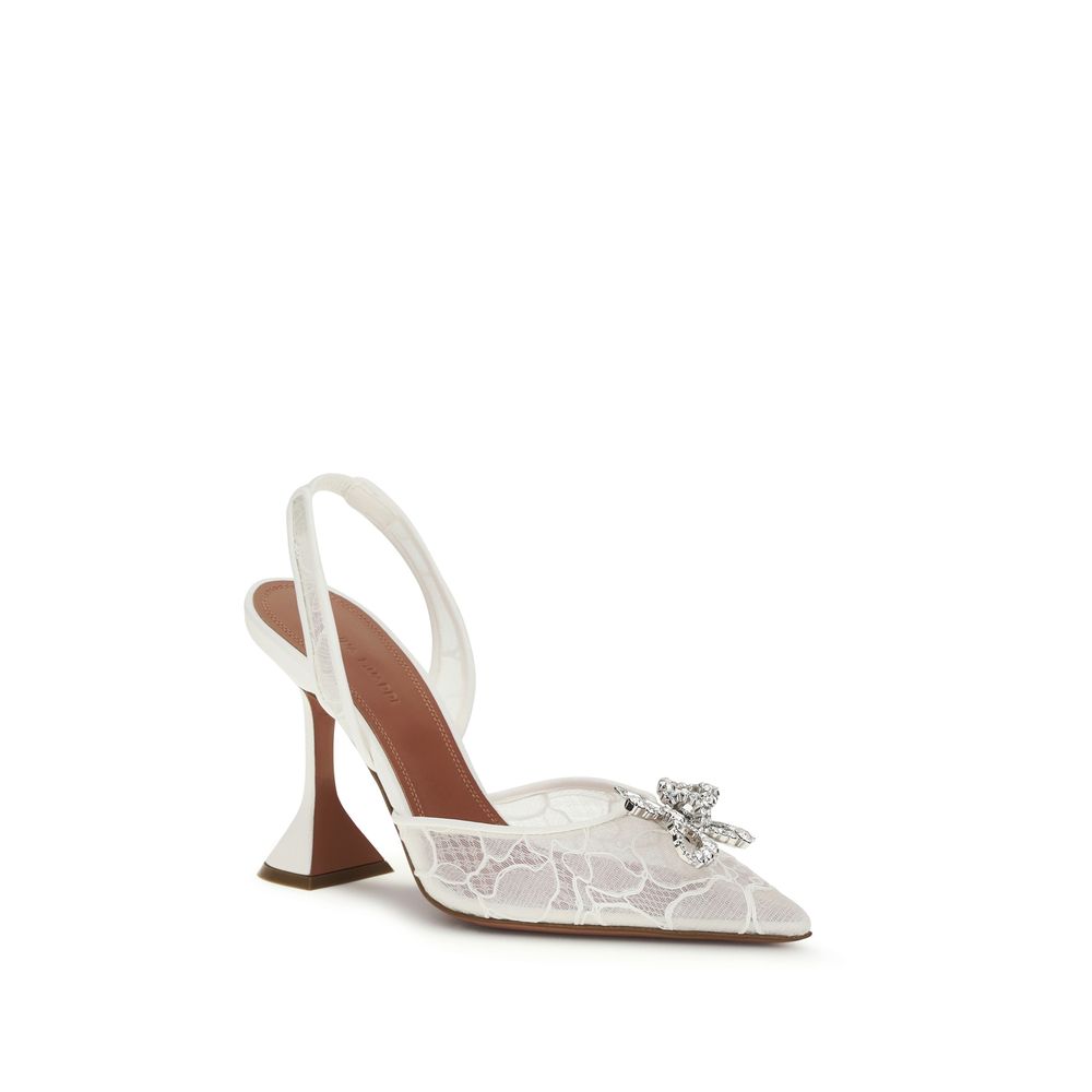 Amina Muaddi White Fabric High Heel Pumps - SS26 Luxury Footwear