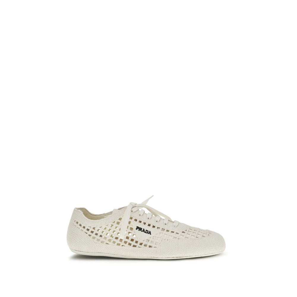 Prada Beige Fabric Low Top Sneakers - Luxurious Artisanal Craftsmanship