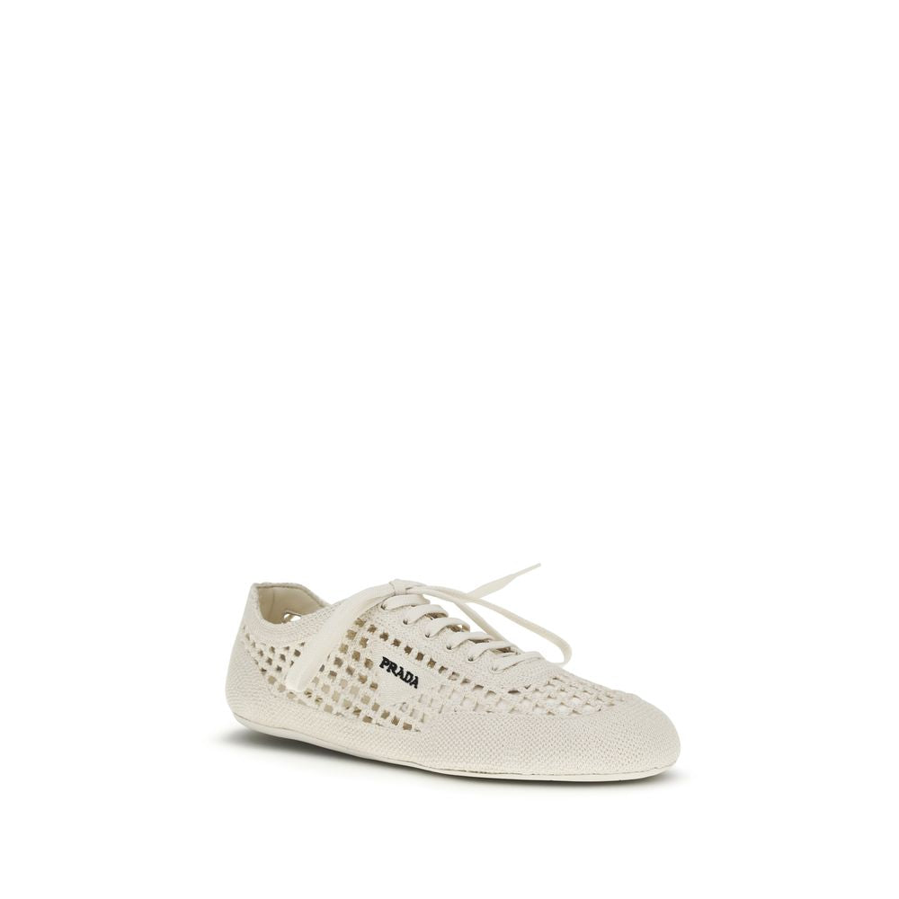 Prada Beige Fabric Low Top Sneakers - Luxurious Artisanal Elegance