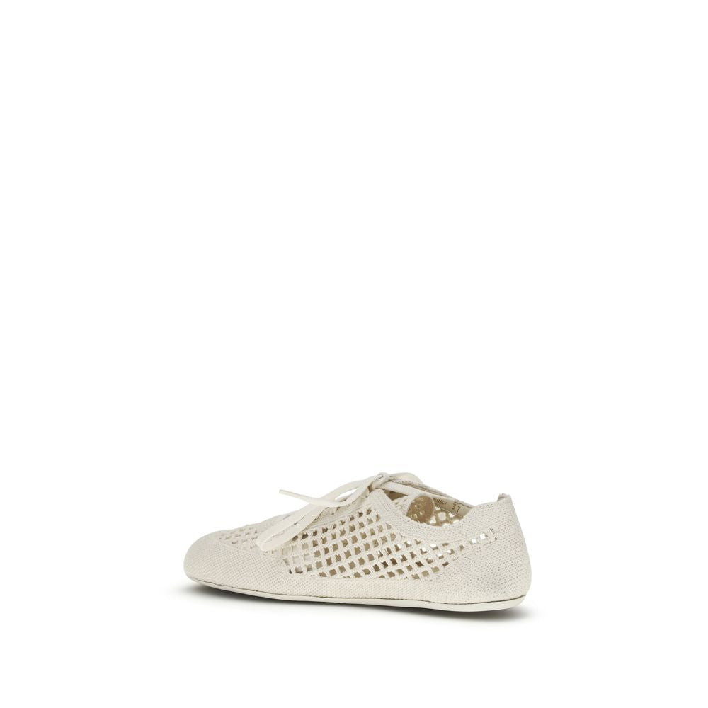 Prada Beige Fabric Low Top Sneakers - Luxurious Artisanal Craftsmanship