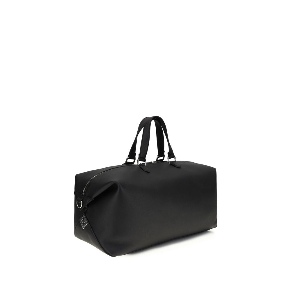 Indulge in the Fendi Black Calf Leather Bos Taurus Luggage, a masterpiece of craftsmanship from the SS26 collection, epitomizing luxury travel with exquisite design and functionality.