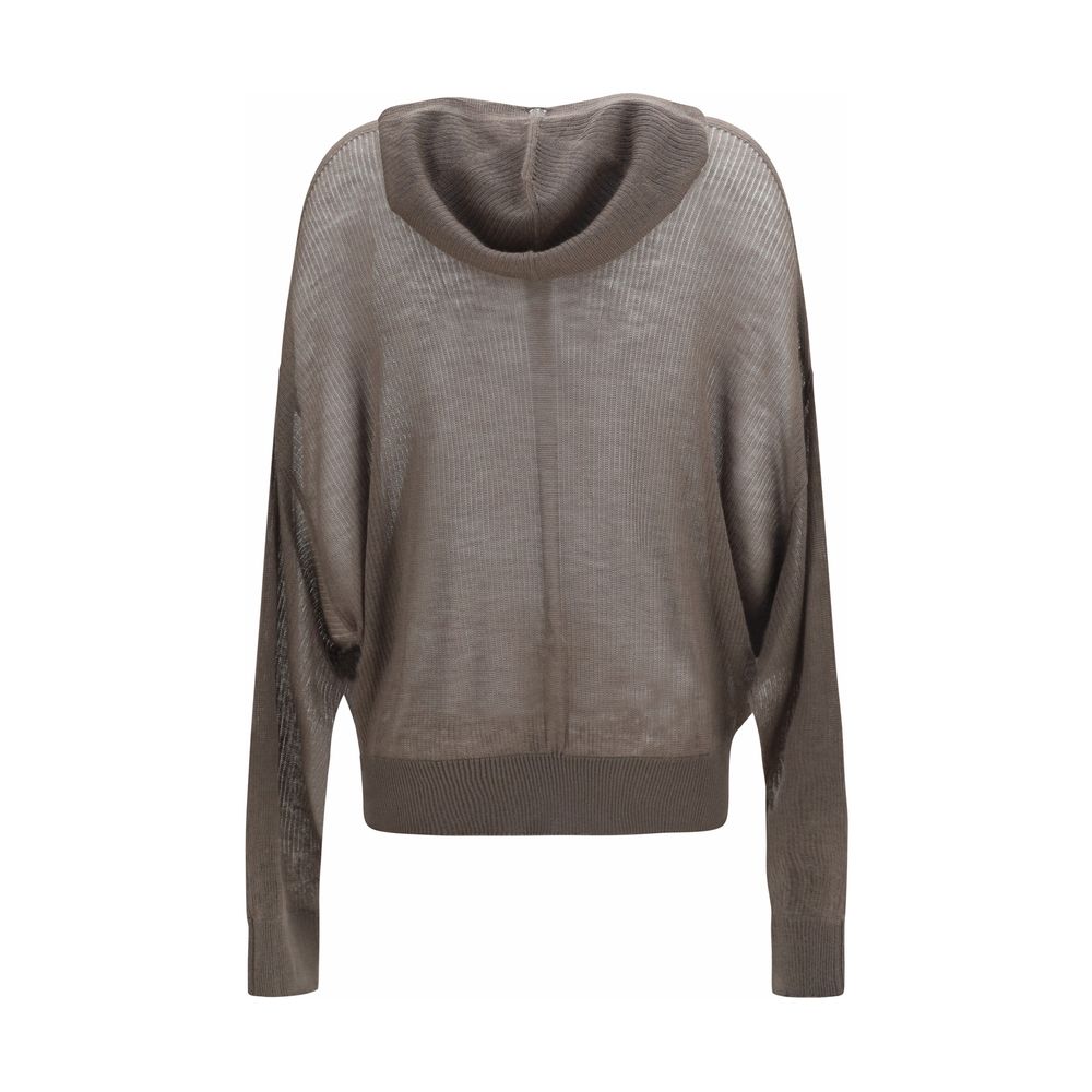 Experience the allure of the Rick Owens Gray Cashmere Hoodie, crafted from 100% Kashmir for unmatched luxury and sophistication in every moment.