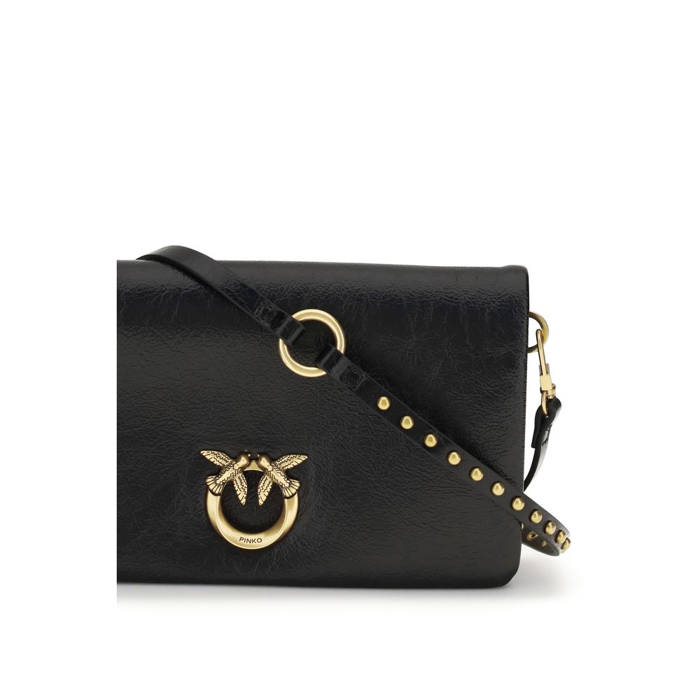 Indulge in the PINKO Black Goatskin Shoulder Bag from SS26, a masterpiece of exquisite craftsmanship and luxurious design, perfect for the discerning individual.