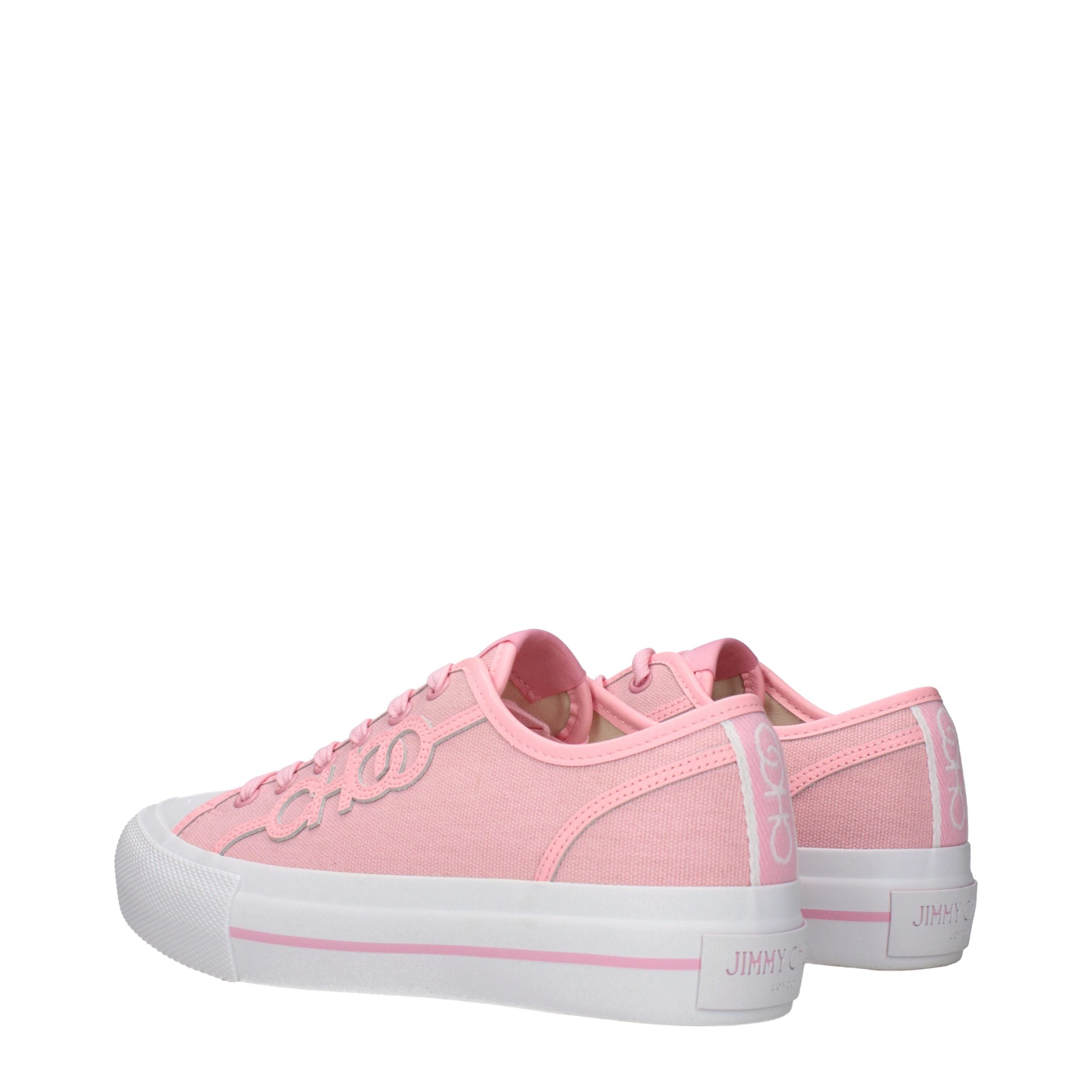 Elevate your style with Jimmy Choo Pink Fabric Low Top Sneakers, where playful sophistication meets timeless luxury, perfect for the discerning fashionista.