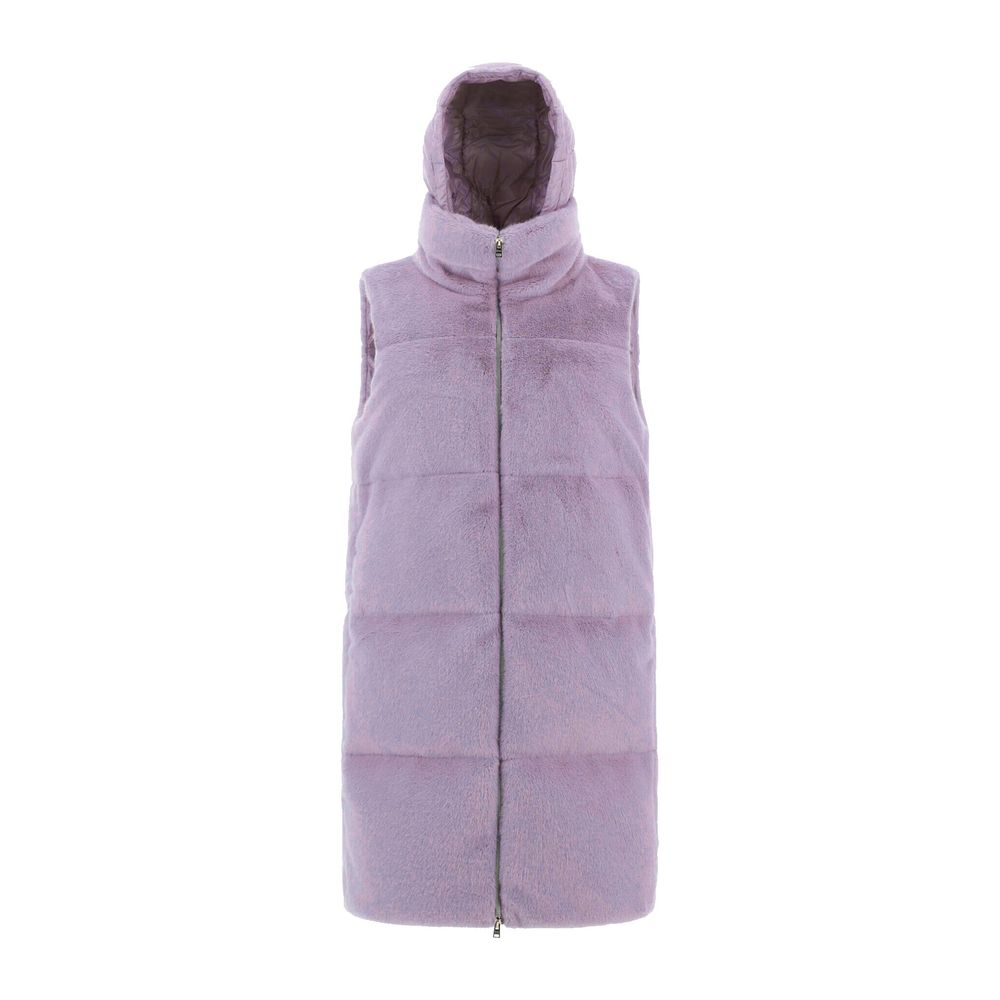 Indulge in the exquisite Herno Purple Polyamide Coat, a masterful blend of luxurious down and feather, designed for those who embrace elegance and sophistication.