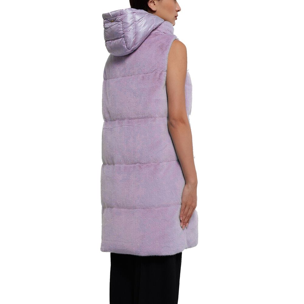 Indulge in the exquisite Herno Purple Polyamide Coat, crafted from luxurious materials with a detachable hood and padded elegance, embodying sophistication and timeless allure.