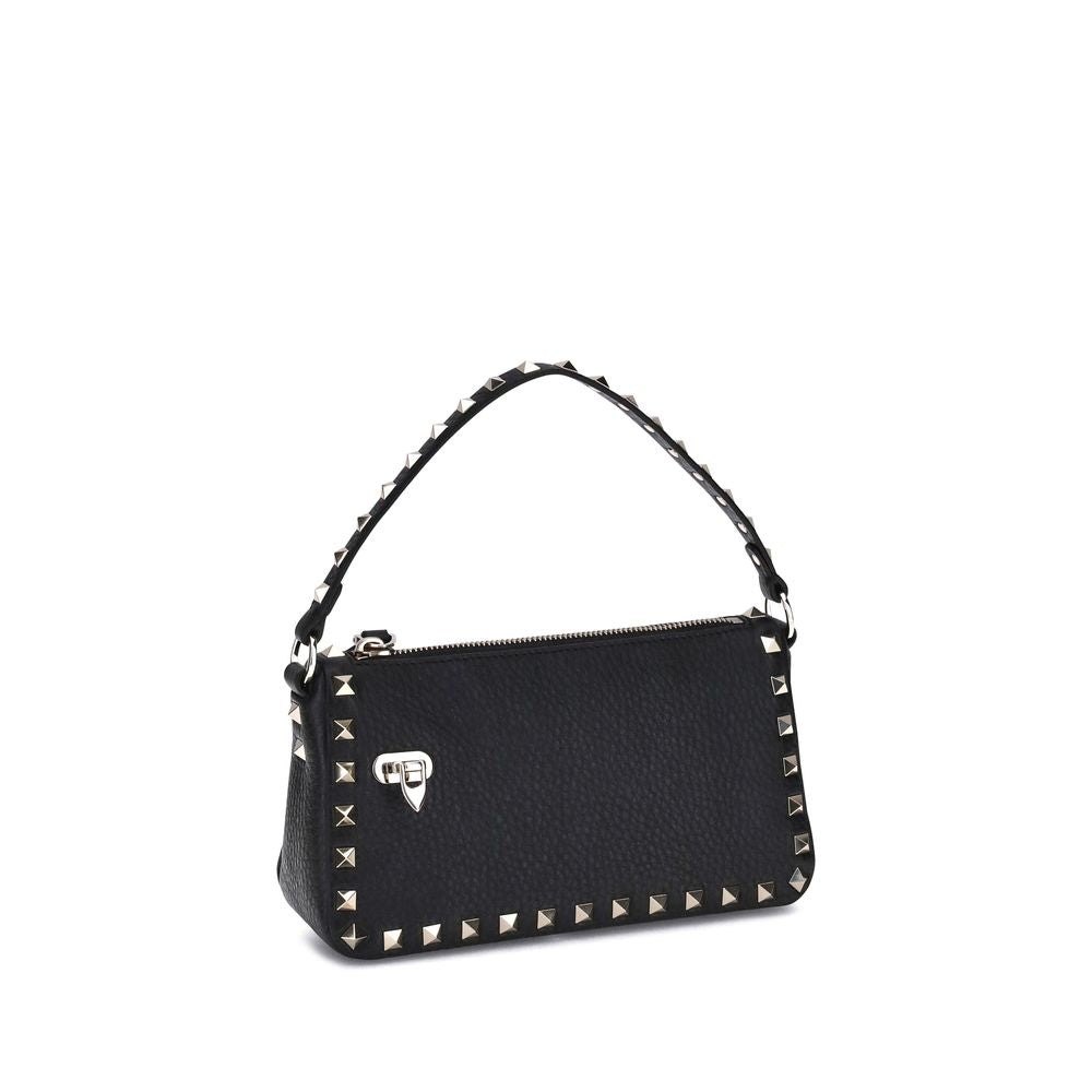 Valentino Garavani Black Calf Leather Bos Taurus Shoulder Bag