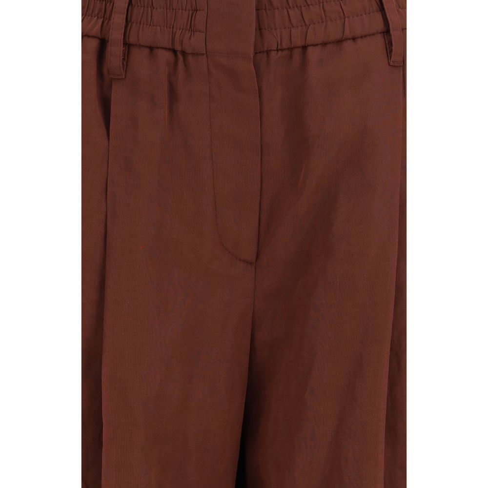 Brunello Cucinelli Brown Cotton Dress Pants - Artisanal Luxury