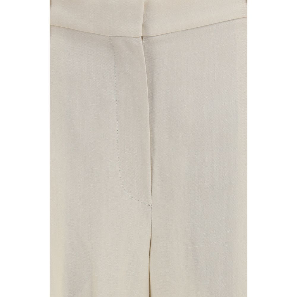 Brunello Cucinelli Beige Viscose Casual Pants - Designer Elegance