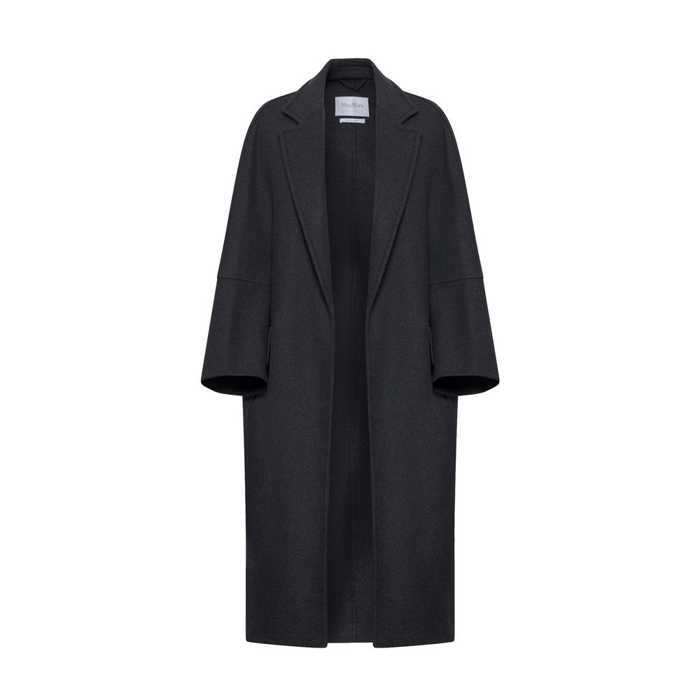 Experience the epitome of sophistication with the Max Mara Gray Cashmere Coat, crafted from a sumptuous blend of cashmere and wool, embodying timeless elegance and effortless luxury.