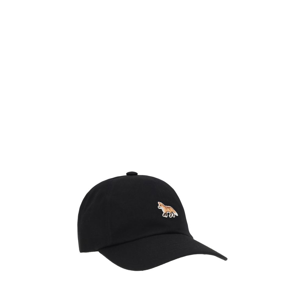 Maison Kitsuné Black Cotton Cap - Timeless Urban Elegance