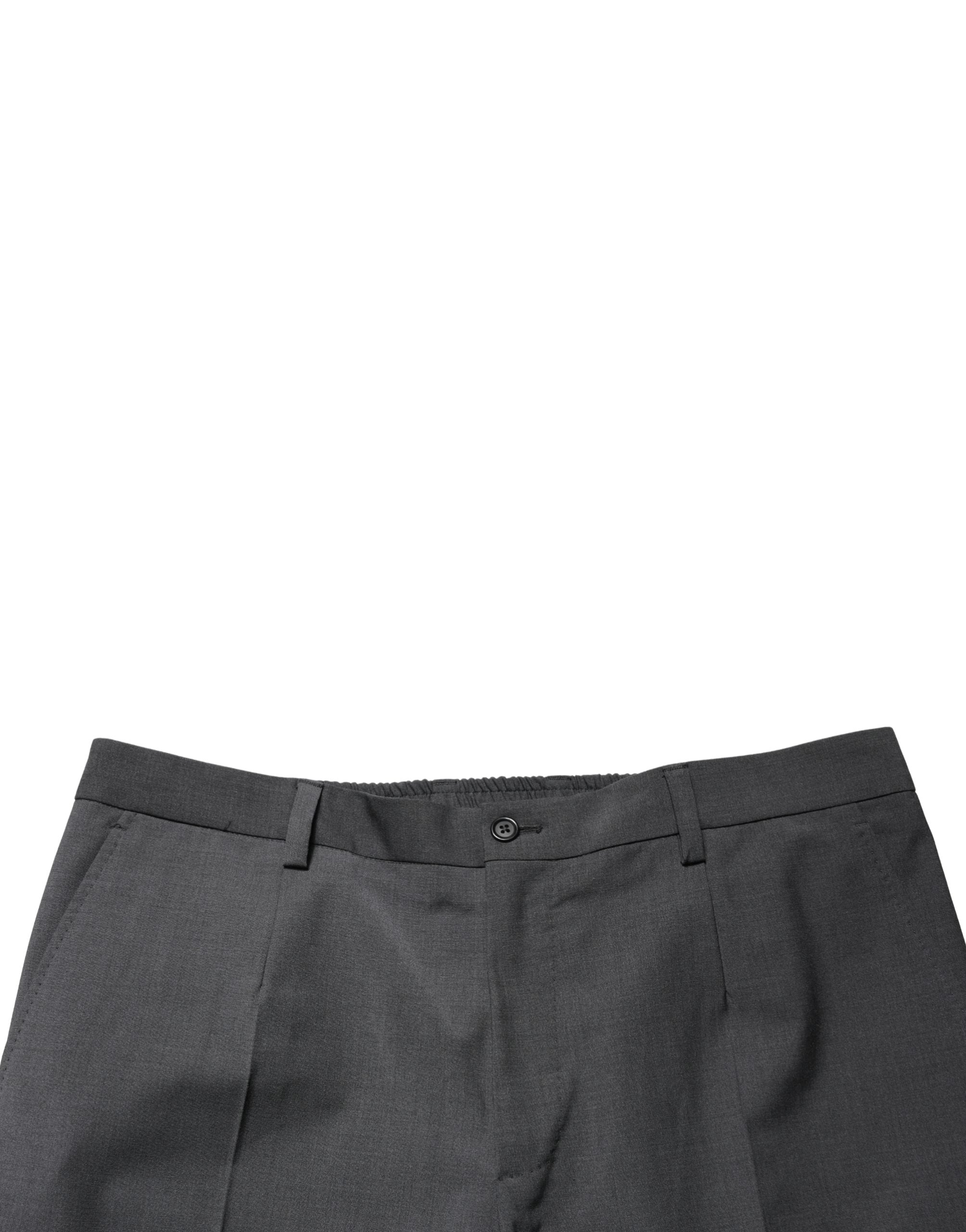 Elevate your wardrobe with Dolce & Gabbana's Dark Gray Wool Cropped Chino Trouser Pants, where exquisite craftsmanship meets timeless elegance for the discerning individual.