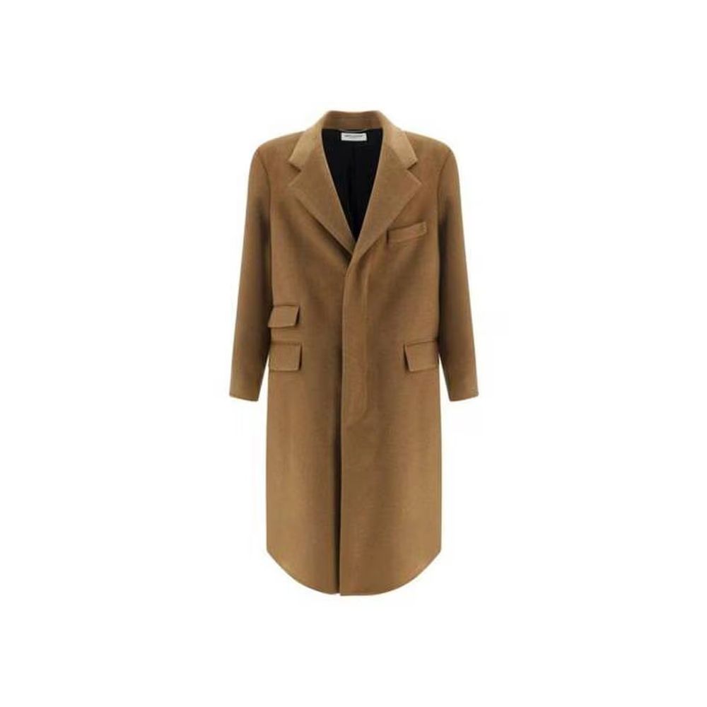 Experience the epitome of elegance with the Saint Laurent Brown Wool Coat, crafted from 100% premium wool, merging timeless sophistication with modern allure.