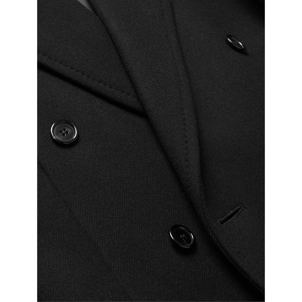 Experience the timeless elegance of the Saint Laurent Black Wool Coat, crafted from luxurious wool and cupro silk, embodying sophistication for the discerning individual.