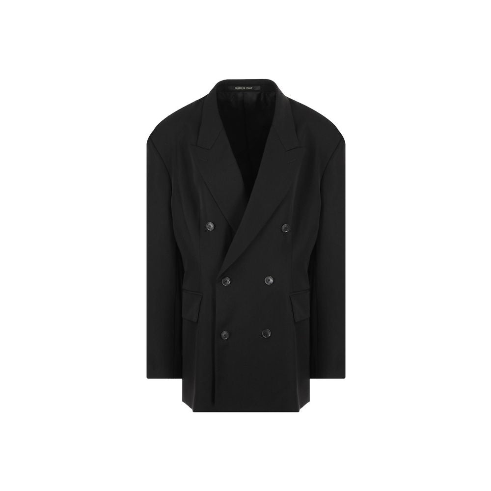 Balenciaga Black Wool Coat - Designer Couture Elegance