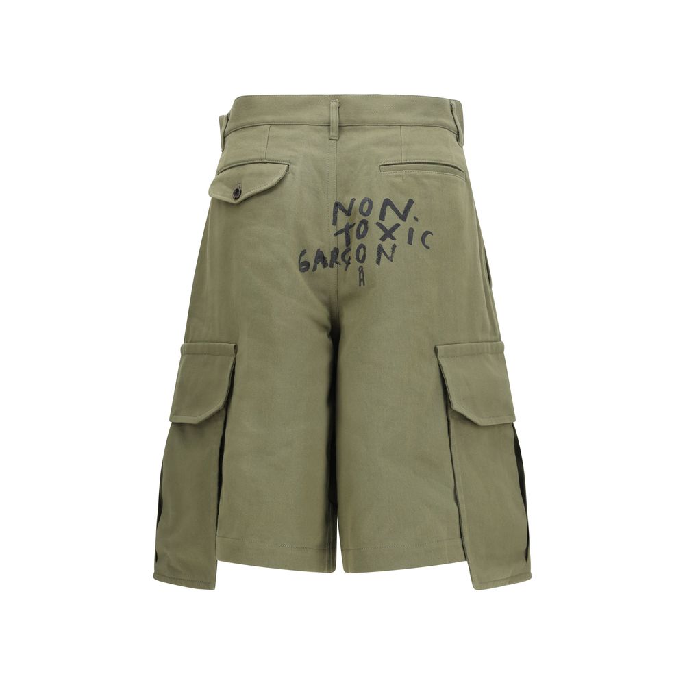 Comme Des Garçons Bicolor Cotton Cargo Shorts, Artisanal Luxury