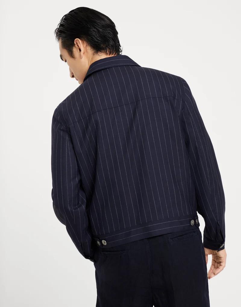 Brunello Cucinelli Navy Blue Wool Coat