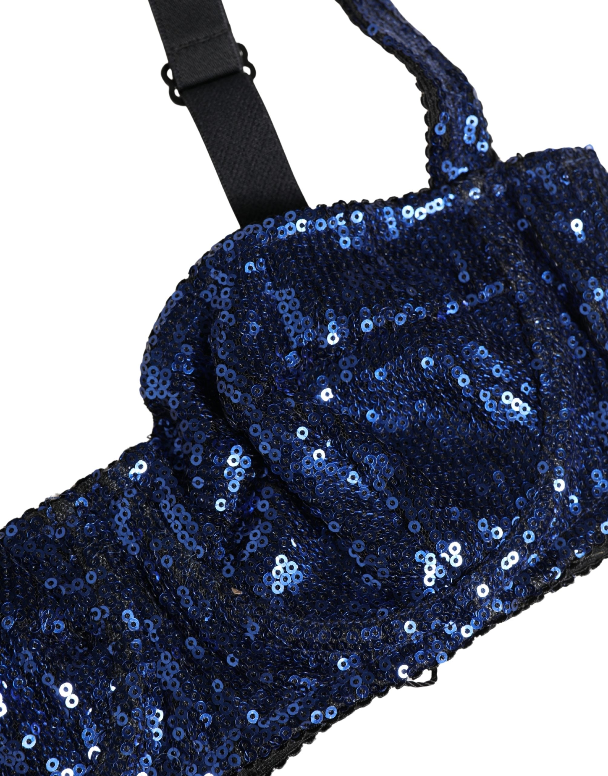 Dolce & Gabbana Blue Sequined Balconnet Bra - Luxurious Elegance