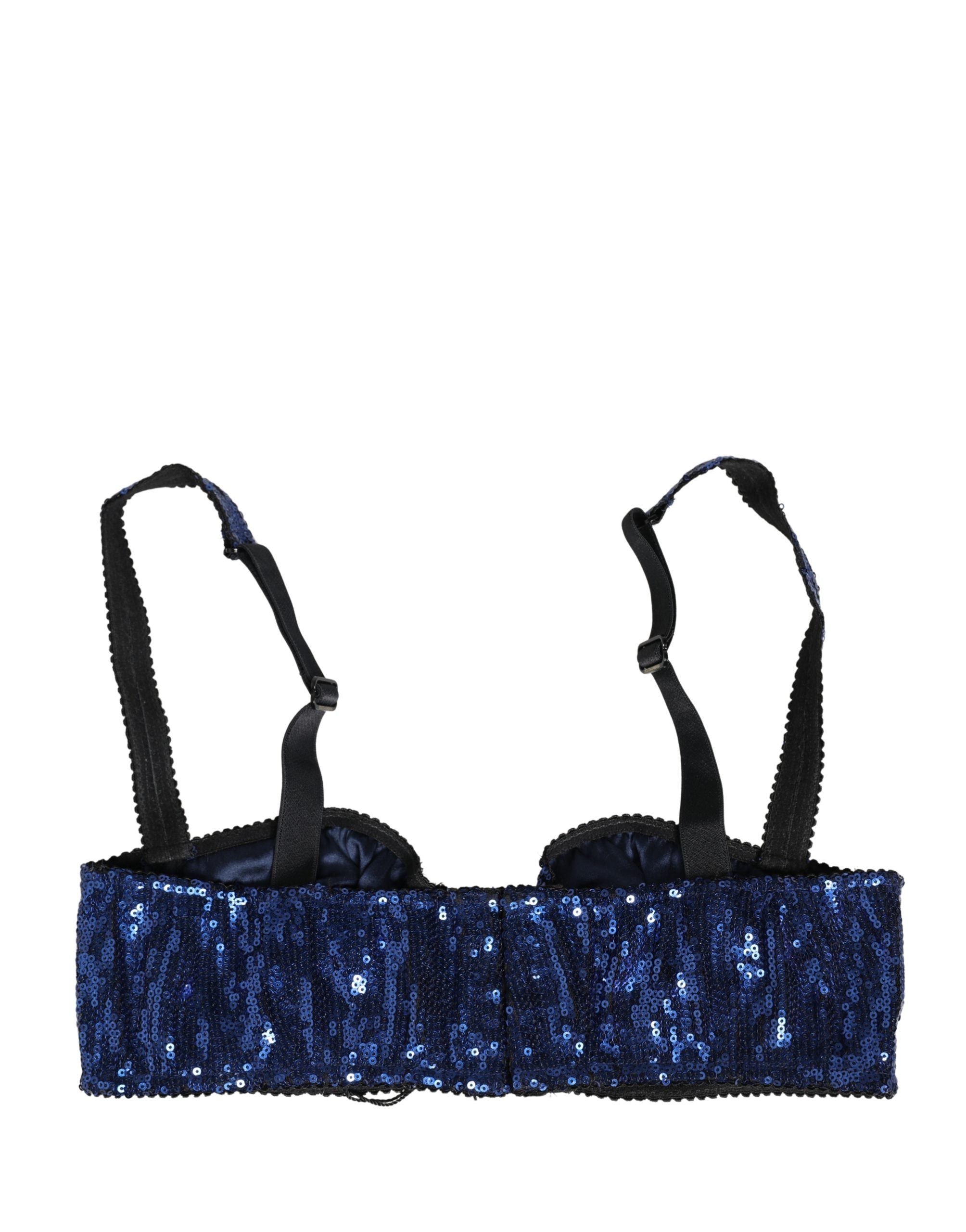 Dolce & Gabbana Blue Sequined Balconnet Bra - Exquisite Luxury