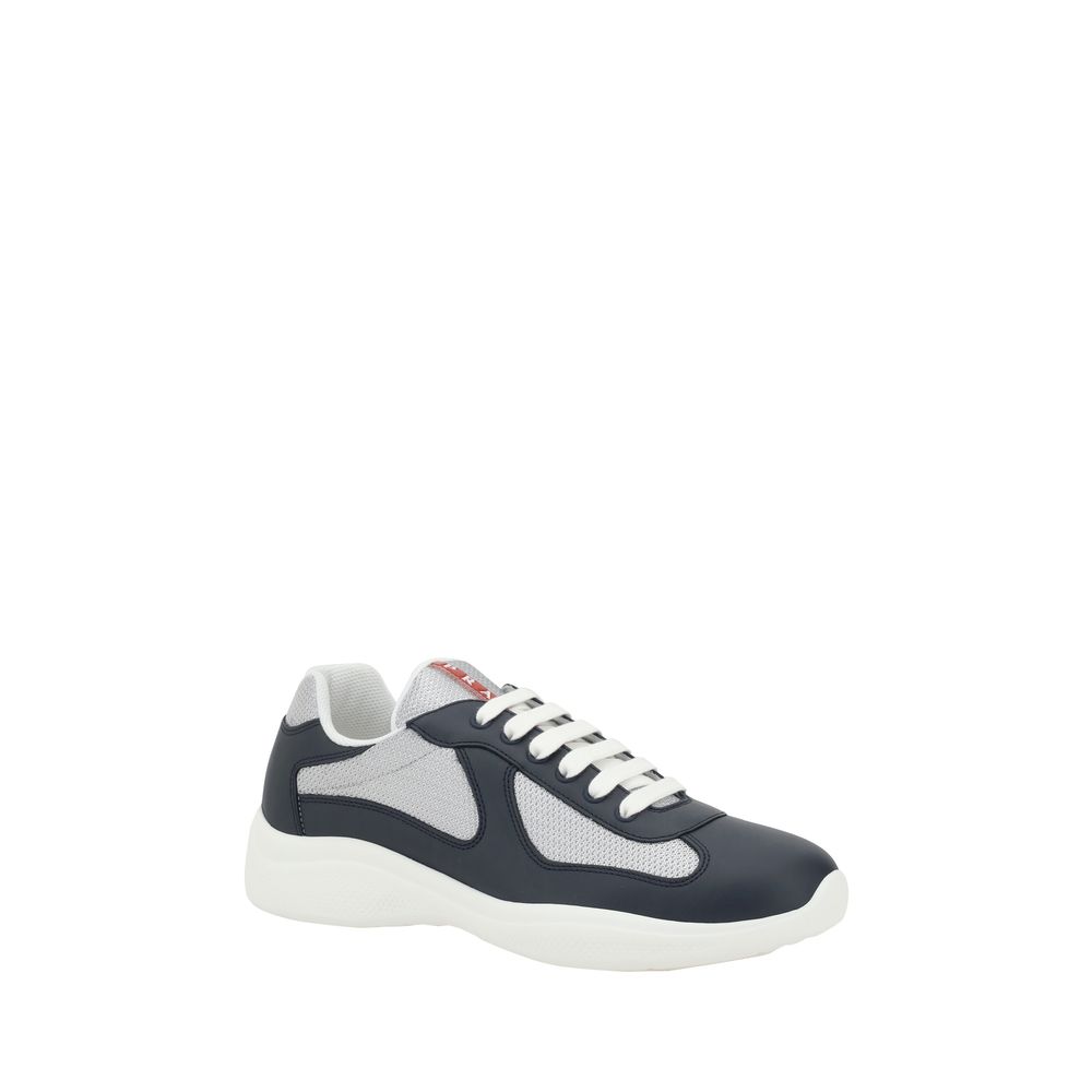 Prada Blue Calf Leather Athletic Sneakers - SS26 Luxury Footwear