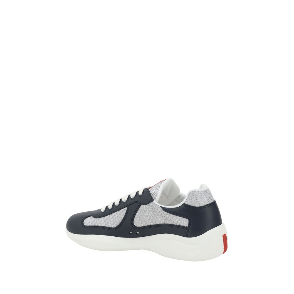 Prada Blue Calf Leather Athletic Sneakers - Elevate Your Elegance