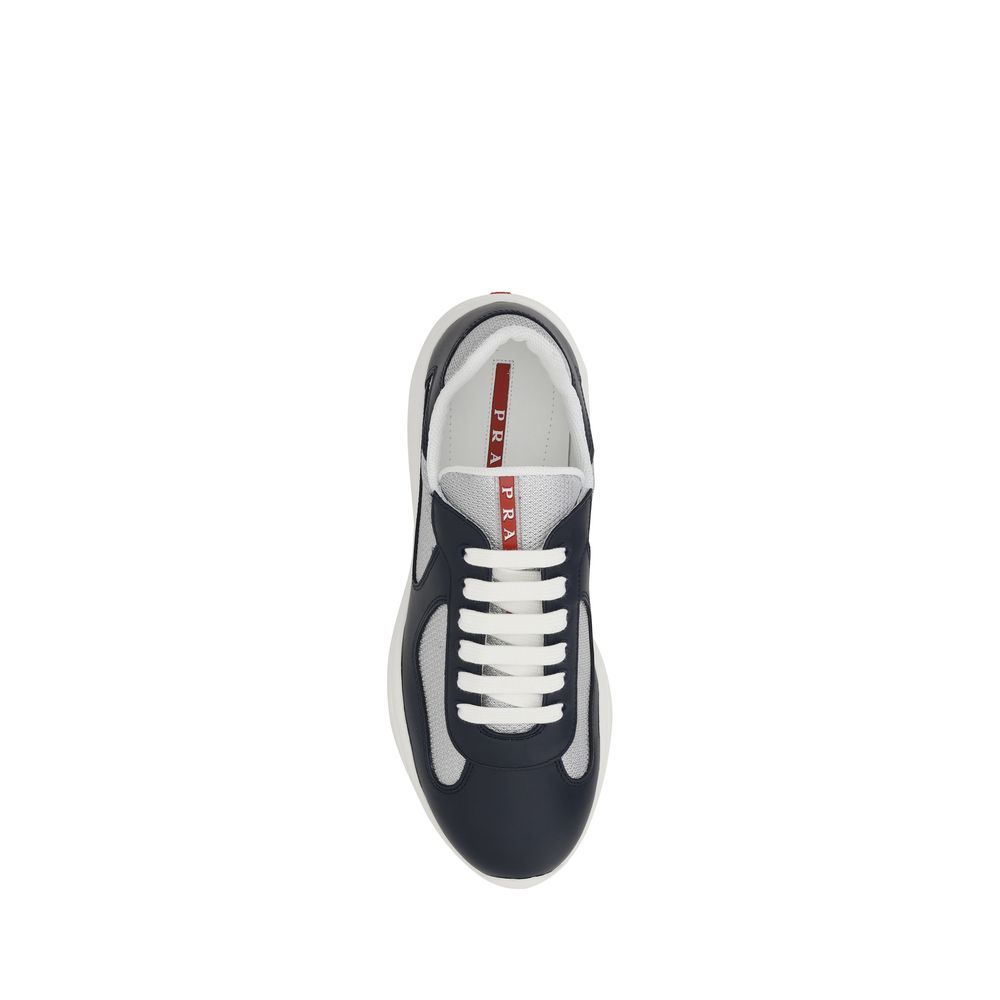 Prada Blue Calf Leather Bos Taurus Athletic Sneakers - Luxury Craftsmanship